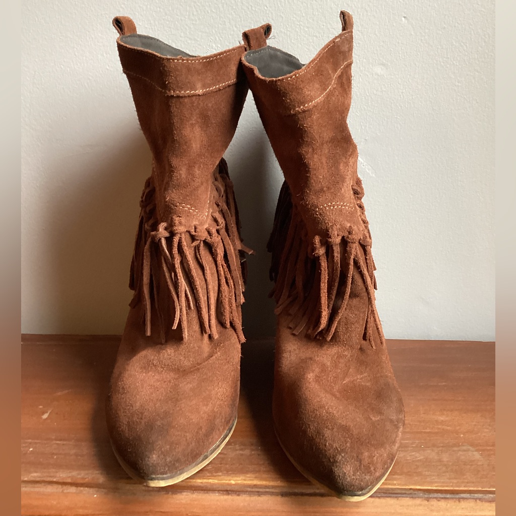 Aldo 3.5” Heeled Ankle Boots With Fringes